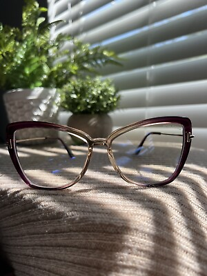#ad Tom Ford TF5882 B	083 Shiny Transparent Violet amp; Beige Womens New Eyeglasses
