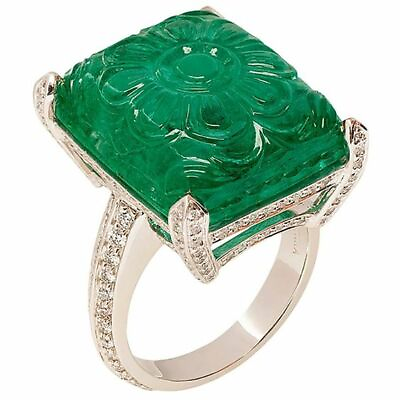 #ad Carved Simulated Emerald Ring For Women Vintage Style Party Wear Jewelry CZ