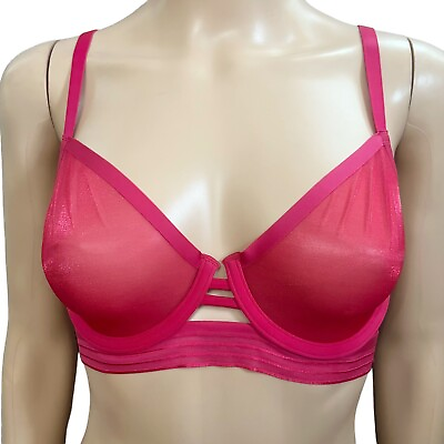 #ad Soma Tell Tale Daredevil Demi Bra Sheer Hot Pink Underwired Multi way 32D $22.00