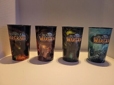 #ad LOT OF 4 World of Warcraft Cups AM PM Blizzard New 32oz