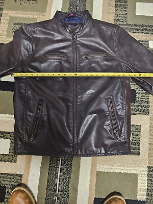 #ad tommy hilfiger leather jacket men large