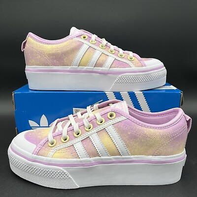 #ad adidas Nizza Platform Womens Shoes Multi Sz Canvas Pink Multicolor GY9476 NEW