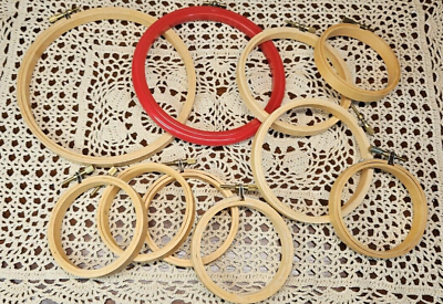 #ad Variety of 10 Embroidery Hoops Cross Stitch Circle Frames Screw Closure