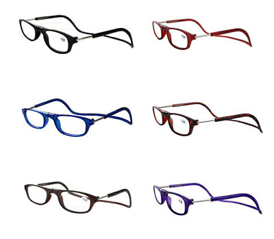 #ad Magnetic Reading Glasses Snap Click Front Neck Hanging Reader Presbyopic Glasses