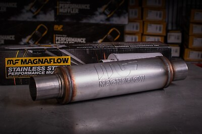 #ad MagnaFlow Performance Exhaust Muffler SS 2.5quot; C C 4quot; Round 14quot; Body 10416