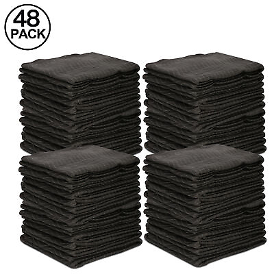 #ad 80quot; x 72quot; Black 48 Pack Moving Blankets Pro Economy Shipping Furniture Pads