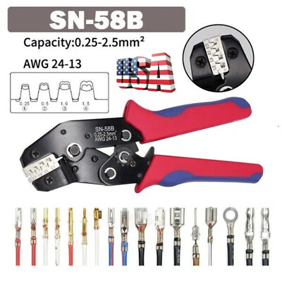 #ad 0.25 1.5mm² SN 58B Ratchet Crimping Plier Crimper Tool AWG24 13 for Terminal Kit