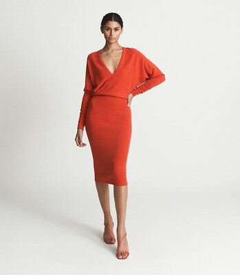 #ad Reiss Jenna Knit Bodycon Dress Orange Size XS Wool Cashmere Blend New NWOT $330