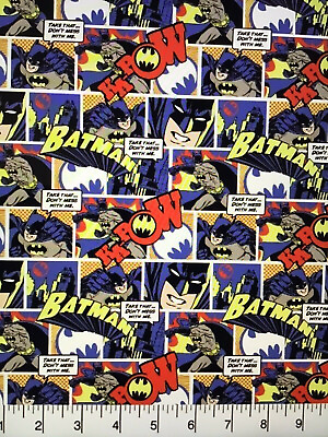 #ad DC Comics THE BATMAN Super Hero Cotton Fabric Comic Strip KAPOW bty $8.95