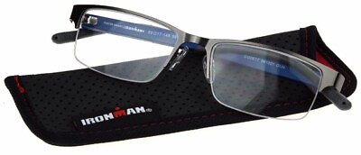 #ad NEW Foster Grant Reading Glasses IRONMAN IM1001 GRAY BLUE Metal IronFlex