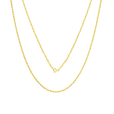 #ad 10K Yellow Gold Diamond Cut Womens Dainty 1.5mm Rope Chain Pendant Necklace 16quot;