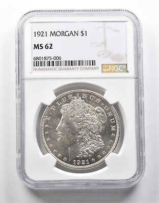 #ad MS62 1921 Morgan Silver Dollar NGC Great Contrast PL? *2093 $99.00