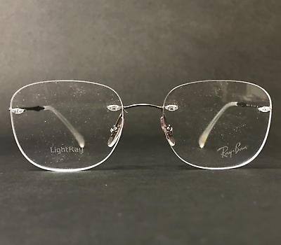 #ad Ray Ban Eyeglasses Frames RB8748 1002 LightRay Shiny Silver Rimless 52 18 140