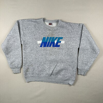 #ad Vintage 80s Nike Spell Out Sweatshirt Men’s Large Gray Logo Long Sleeve Pullover