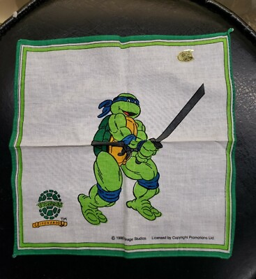 #ad NEW UNUSED 1990 Teenage Mutant Ninja Turtles Bandana Handkercheif Mirage TMNT