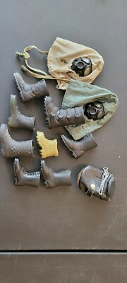 #ad GI6 Vintage 12 Inch Action Figure 11 PIECES BOOTS GAS MASK HOODS