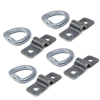 #ad 4 Pack 3 8quot; Steel D Rings amp; Clips Tie Down Trailer Truck Chain Anchor Bolt on