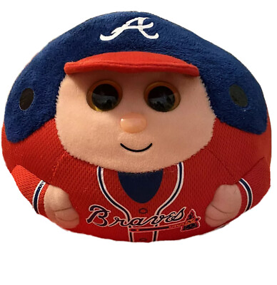 #ad TY MLB Atlanta Braves Beanie Ballz 8” Red amp; Blue Baseball Player World Series