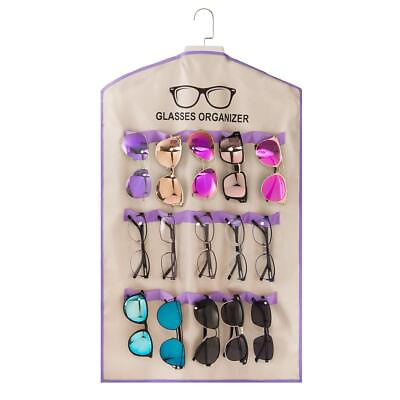 #ad Hanging Eyeglass Organizer Spectacle Holder Stand 15slots Eyeglass Case Wall...