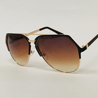 #ad Men Women Sunglasses Retro Classic Round Brown Lens Gold Frame Designer Fashion