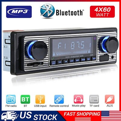 #ad Bluetooth Vintage Car FM Radio MP3 Player USB Classic Stereo Audio Receiver AUX