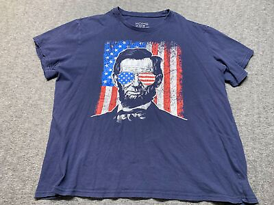 #ad Abraham Lincoln Sunglasses Home Of The Brave American Flag T Shirt Sz Xtra Large