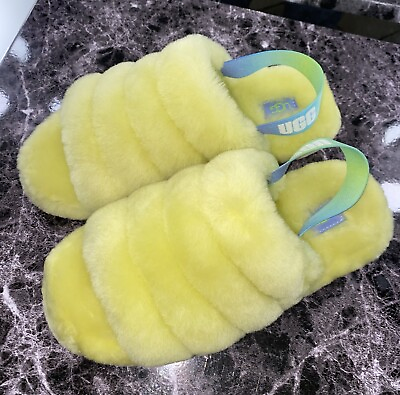 #ad UGG Fluff Yeah Slide Pollen Gradient Yellow Slippers Sandals 1120030K Size 6