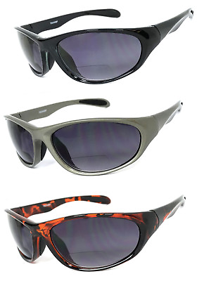 #ad Inner Bifocal Vision Sunglasses Reading Sunglasses Sport Wrap Smoke Lens UV400
