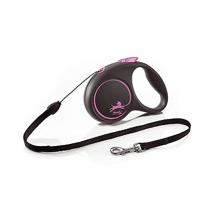 #ad Flexi Black Design Cord Pink Small 5m Retractable Dog Leash Lead for dogs up to
