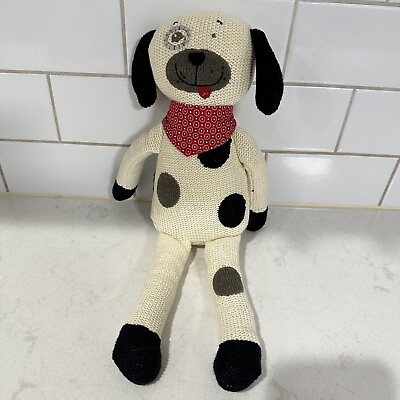 #ad Maison Chic Puppy Dog Spotted Black White Skinny Floppy Plush Baby Lovey Toy