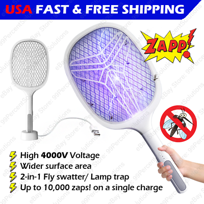 #ad Rechargeable Electric Mosquito Fly Swatter Zapper Racket Bug Insect Killer Lamp