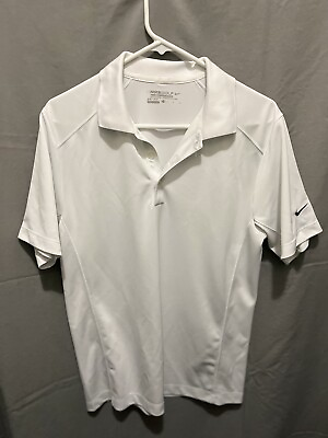 #ad Nike Golf Tour Performance Polo Shirt Small White Dri Fit Swoosh Quick Dry