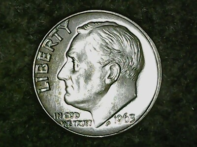 #ad 1963 D Roosevelt Dime 10c 90% Silver US Dime FREE SHIPPING AND TRACKING