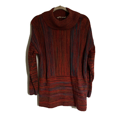 #ad Soft Surroundings Womens Size Medium Multicolor Stripe Cowl Pullover Sweater