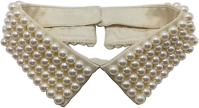 #ad Vintage Beaded Collar Necklace Handmade Faux Pearl Collar Woman Fashion False Co