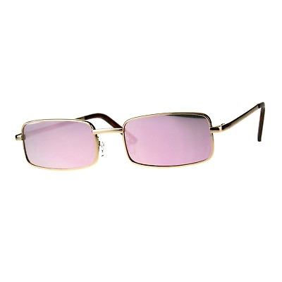 #ad Perfect Rectangular Sunglasses Unisex Fashion Metal Frame Mirror Lens UV400 $11.95