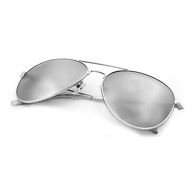 #ad NWT Classic Cop Aviator Men Women Sunglasses Metal Silver Frame Mirror Lens 007