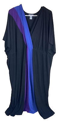 #ad Catherines Maxi Dress Womens Sz 5X Black Short Sleeve Long Cocktail Stretch EUC