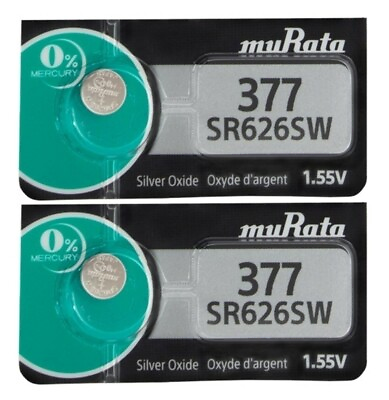 #ad MURATA SONY 377 SR626SW 2 piece SR626 V377 Watch Battery US seller