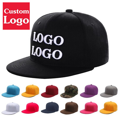 #ad Personalized Snapback Baseball Premium Cap Logo Your Text Print Custom Flat Hat