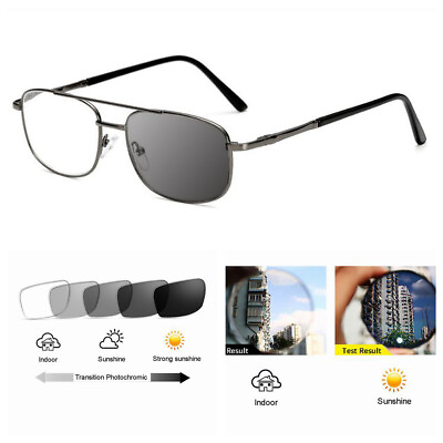 #ad Photochromic Negative Power Glasses Metal Frame UV400 Near Sight Sunglasses