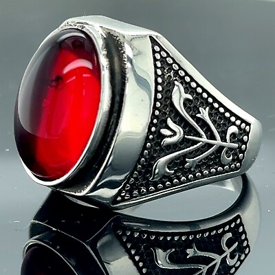 #ad Men Handmade Oval Ruby Stone Ring 925k Men Handmade Ruby Stone Ring