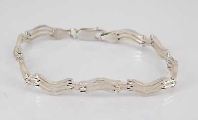 #ad 925 Sterling Silver Bracelet 7quot; Long