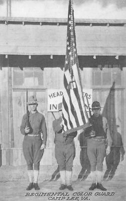 #ad Color Guard CAMP LEE VA Military Army Soldiers Flag 1910s WWI Vintage Postcard