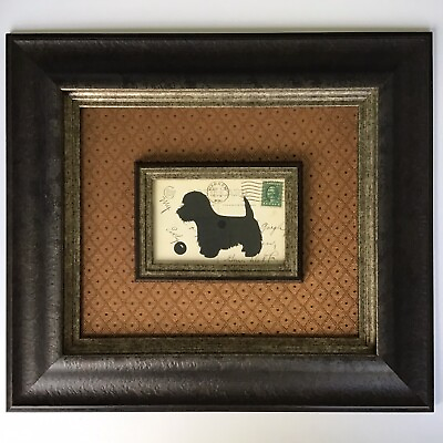 #ad Westie Dog Nancy Shumaker Pallan Signed Silhouette Post Card Mat Framed Vintage
