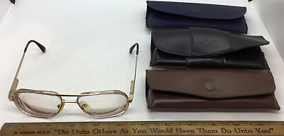 #ad Safilo Eyeglasses Frames Gold Full Rim Vintage 3 Soft Cases Heavy Script