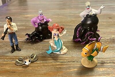 #ad Disney Little Mermaid Figurines Ariel Eric Two Ursula Lot of 6