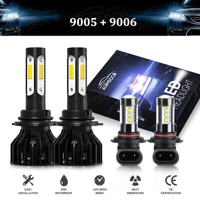 #ad For Acura TL 2002 2003 4pcs 6000K White LED Headlight High Low Beam Fog Bulbs