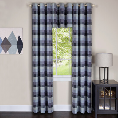 #ad Geometric Plaid Window Kitchen Curtain Drape Privacy Sheer Grommet Panels