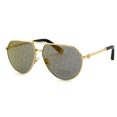 #ad New Philipp Plein Men Aviator Sunglasses Gold Metal SPP007M 349L Monogram Lens